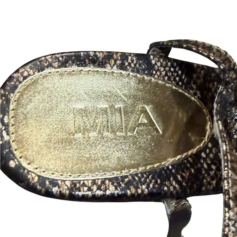 MIA Metallic Snake Print Wedge Sandals Womens Size 10